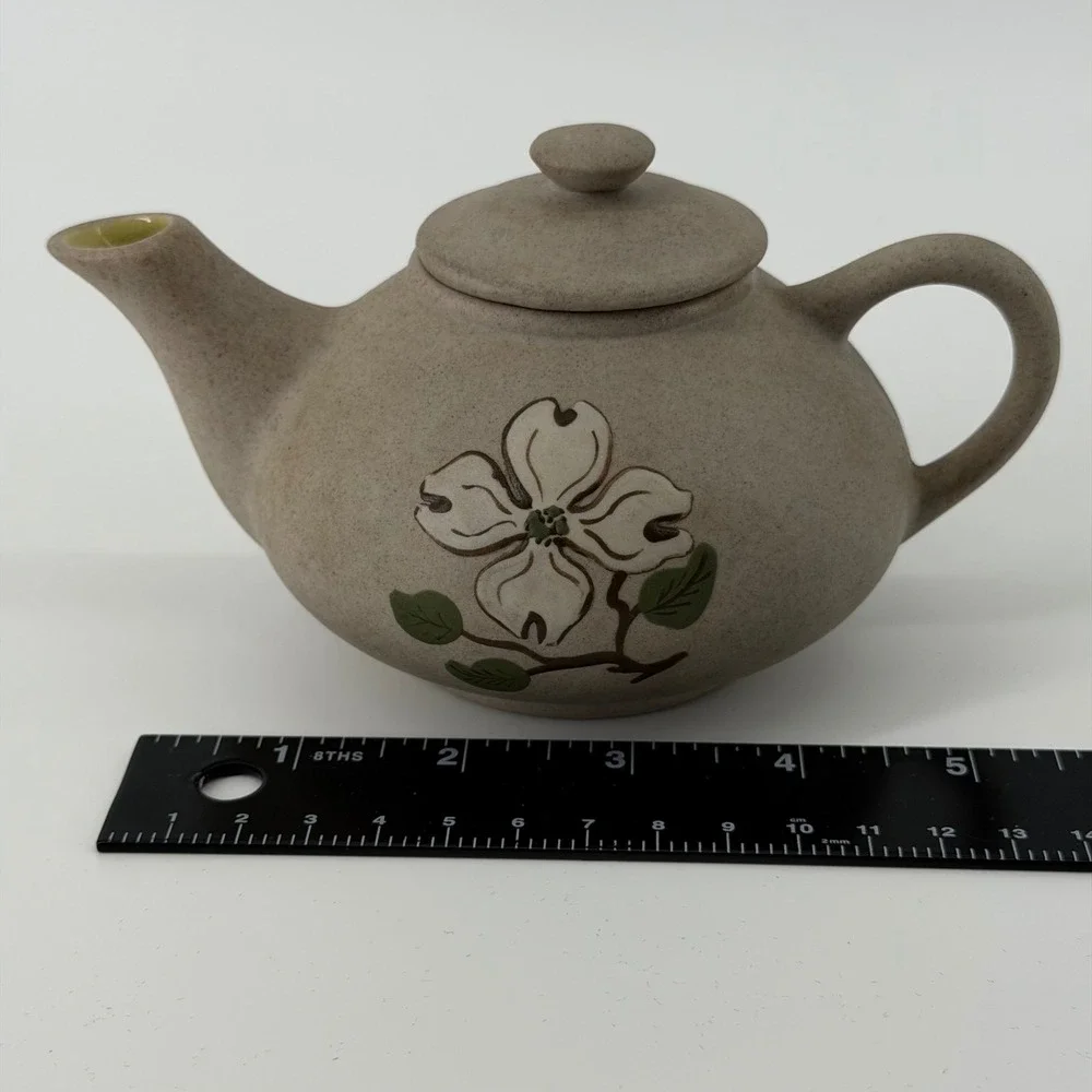 Pigeon River Pottery Creamer Sugar Teapot Set Dogwood Flower Handmade‎ 3pc VTG